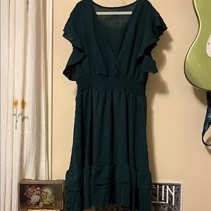 Emerald green midi dress